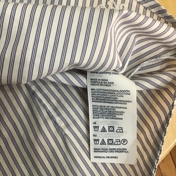 2/40$TOMMY Hilfiger cute dress blouse flutter detail button up blue white formal - Picture 7 of 9